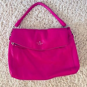 Adorable Vintage Kate Spade Handbag Purse Lipstick Pink with gold stripe lining